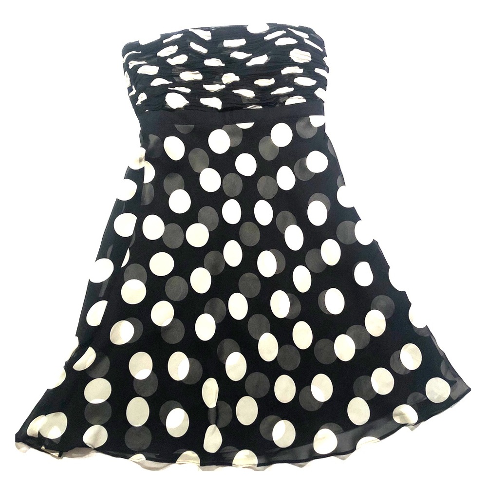 Ann Taylor Flowy Black and White Polka Dot Dress